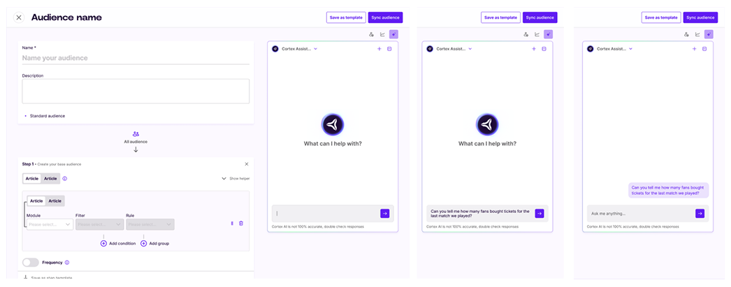 AI assistant embedded in the Audience Builder